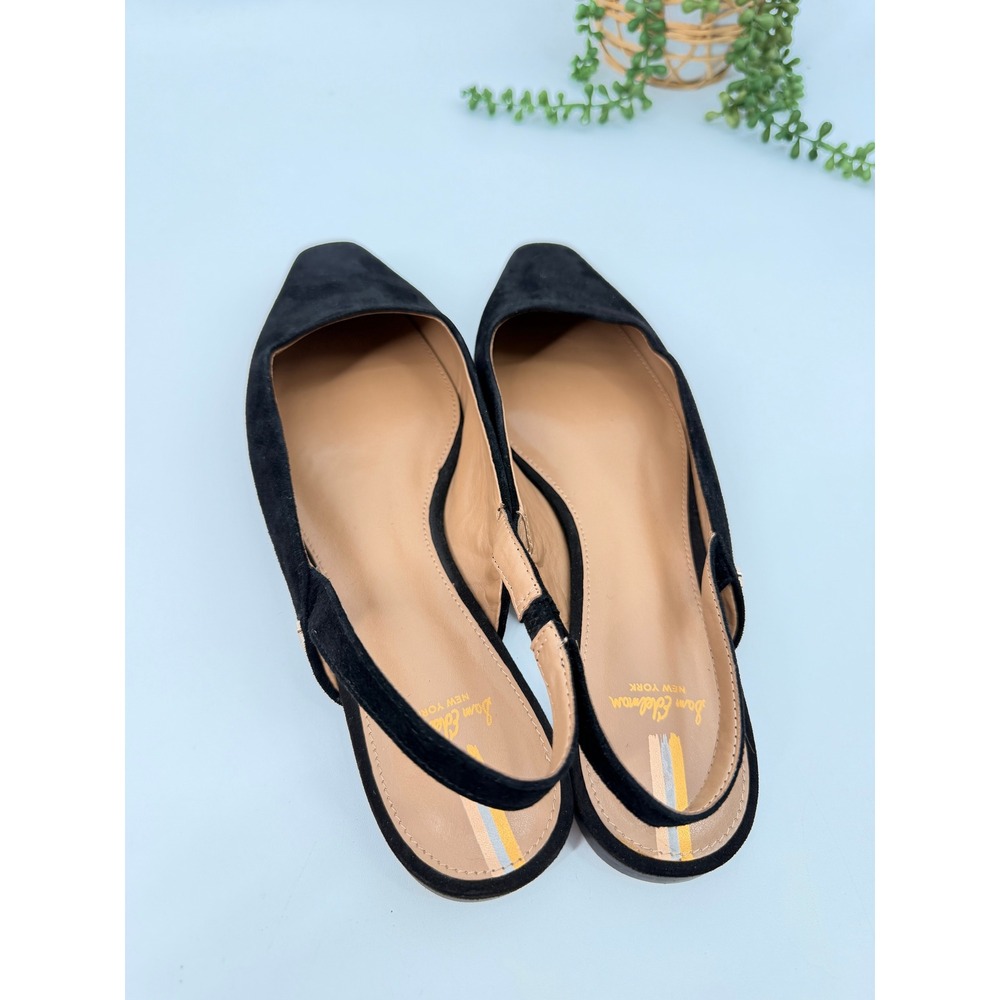 Sam Edelman Slingback Flats Womens 9.5 Black Suede Pointed Toe Jaina Classic - Picture 7 of 9